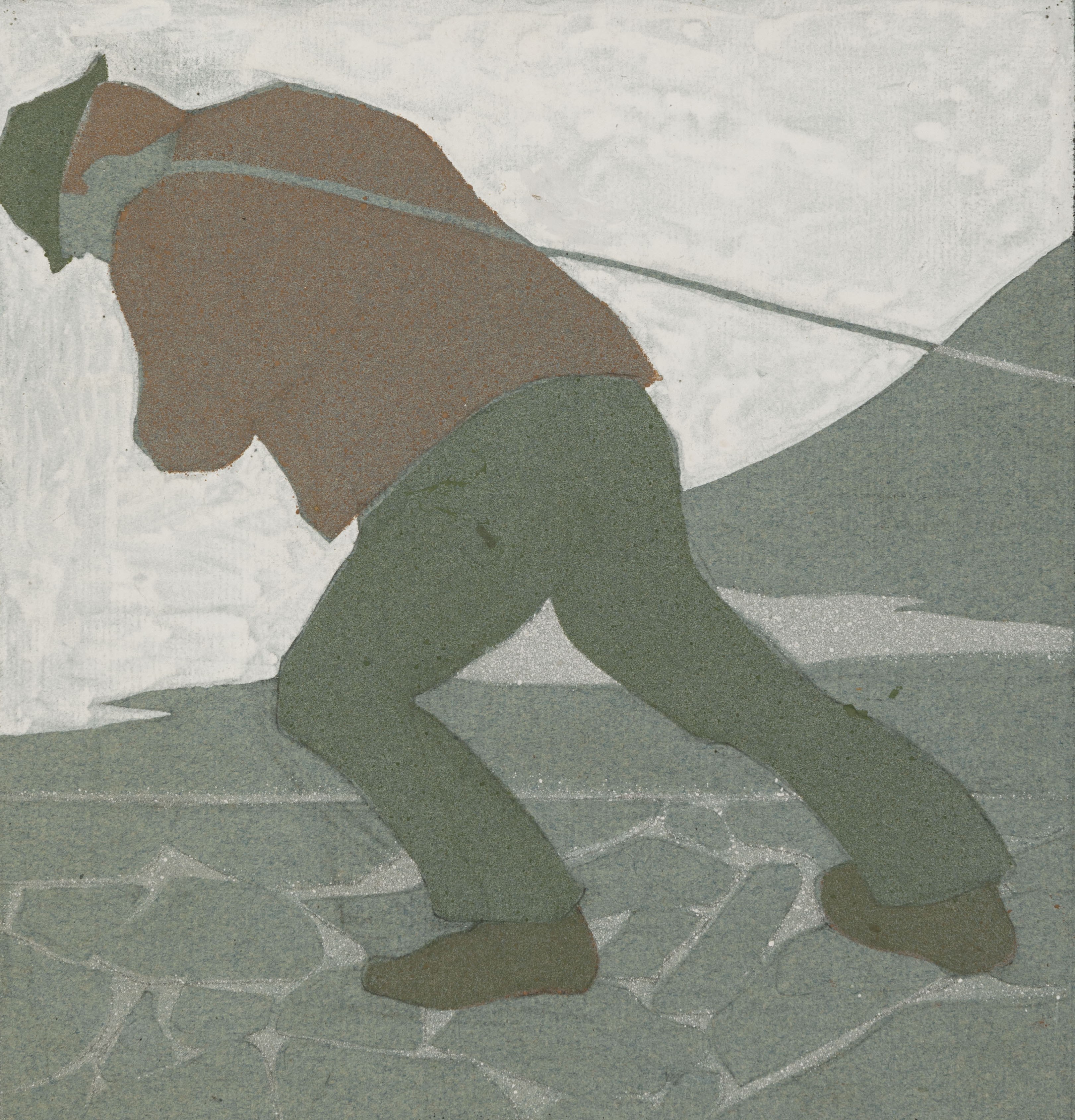 A Man Hauling on a Rope